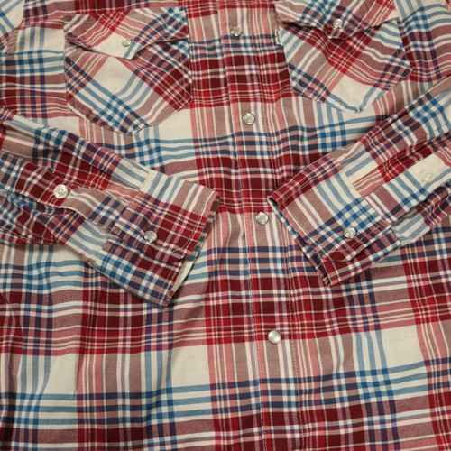 Levi's Plaid Pearl-Snap-Front Western Shirt Long Sleeve Pockets Red Blue White S - Picture 4 of 24