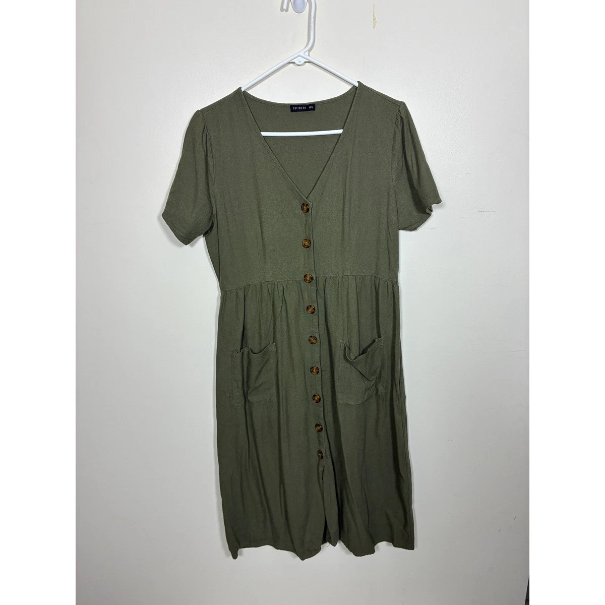 green dress cotton on Cotton On Curve utility mini dress in khaki