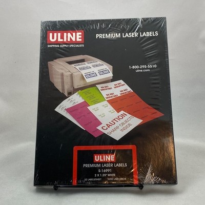 U-LINE Premium Laser Labels S-16991 White 2 x 1.25'' 100 Sheets 3200 Labels