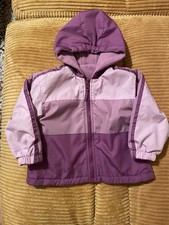 Vtg Oshkosh B gosh Sz 4T Zip Up Reversible Hooded Jacket Light Dark Purple USA