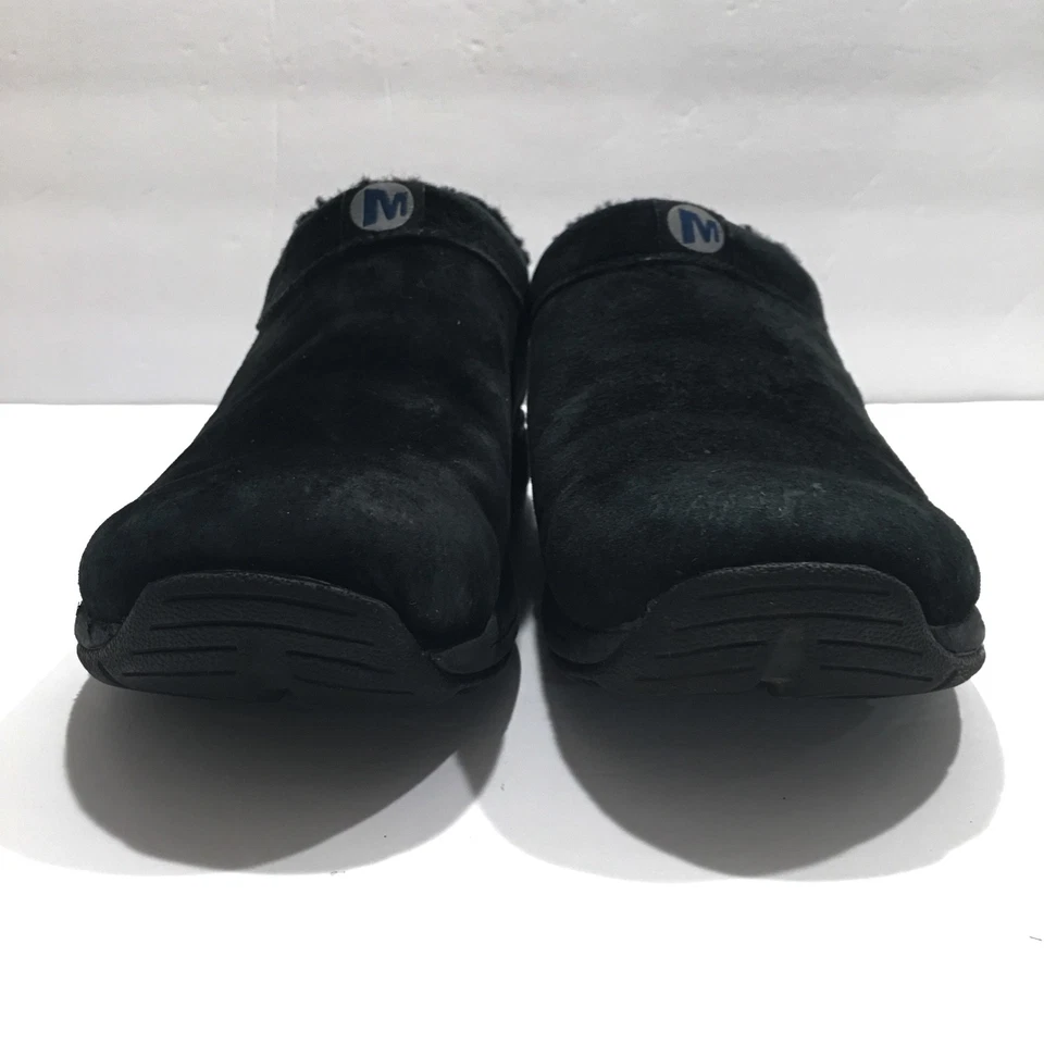 Merrell Clogs Women 9 Black Primo Chill Slides Mules Comfort Slip On Fur Suede - Image 2 of 4