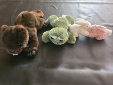 Aurora Mini Flopsie Frolick Frog Stuffed Animal Plus Vintage Beaver, Bunnies
