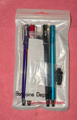 Bargains Depot High-Sensitivity Capacitive Stylus Set, Metallic Metal, 4 Colors