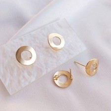 2Pairs 14K Gold Plated Stud Earrings Connector Component GZX24