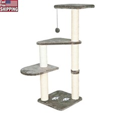 Durable Plush Sisal 3-Level 46" Cat Tree with Scratching Posts Cat Toy Gray