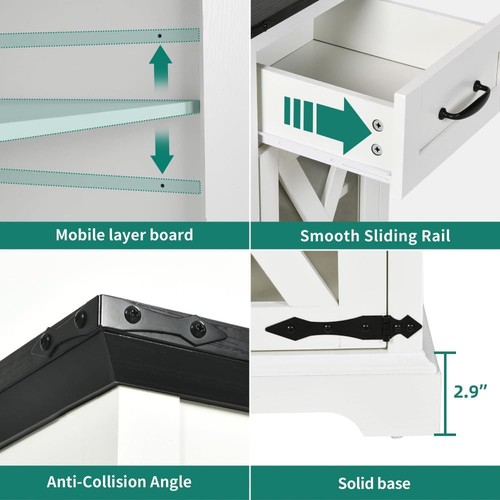 Mesita de noche con estación de carga, mesa auxiliar de granja con luces LED, blanco - Imagen 6 de 21