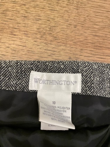 Worthington Petite Gray and black top size 8 top skirt size 10 lined zip blazer - Picture 13 of 13