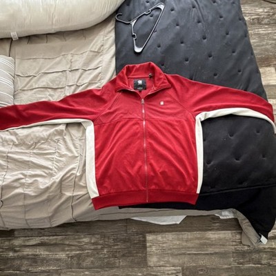 G-Star RAW Men's Track Jacket Red White Full Zip XL Stand-Up Collar Long Sleeve