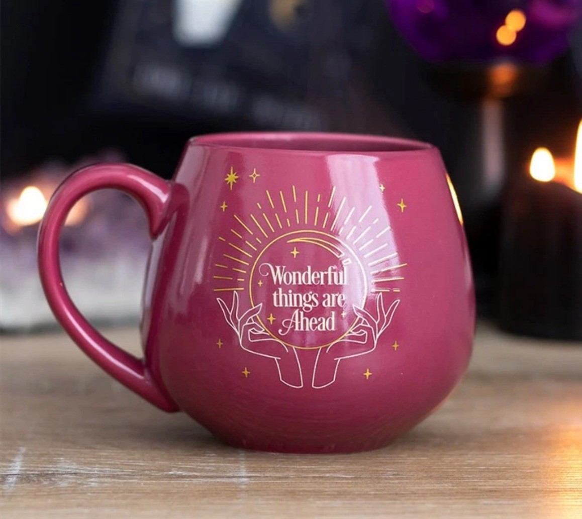 Pink Fortune Teller Colour Changing Mug Mystical Crystal Ball Tea Coffee Witchy