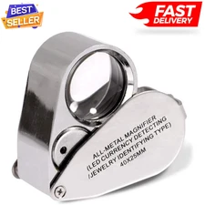 40X Jewelers Loupe Jewelry Loop Coin Magnifier Light Pocket LED Magnifying Glass