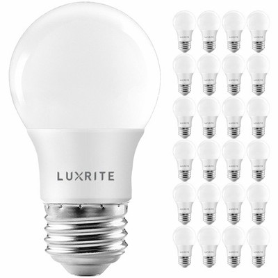 Luxrite A15 LED Light Bulb 40W Equivalent Dimmable 3000K 600lm E26 Base 24-Pack