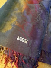 Pashmina Rainbow Scarf Wrap Shawl with Fringe Detail and Floral Design