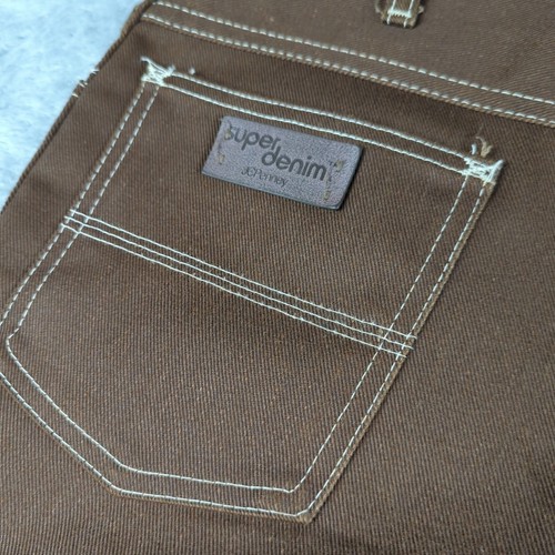 Vintage 70s JC Penney Jeans Mens 29x30 Brown Superdenim Flared Western Contrast - Picture 3 of 22