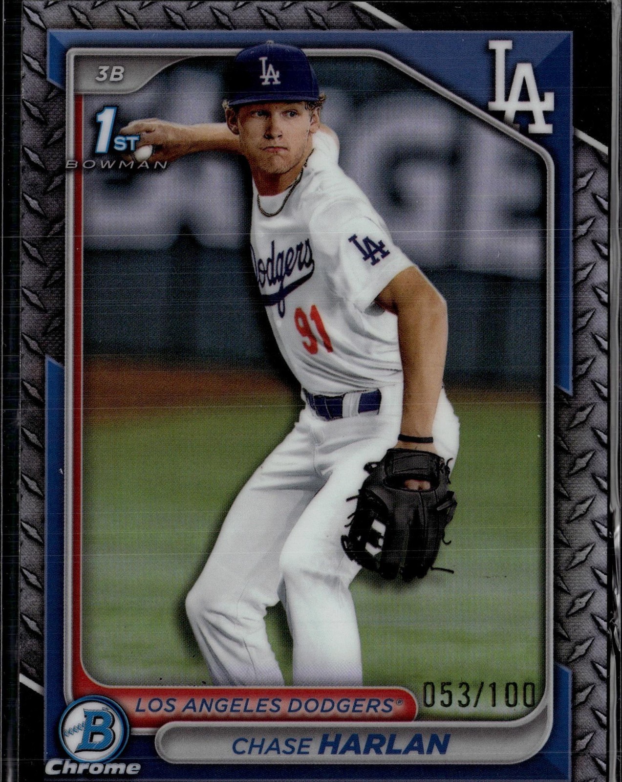 2024 Bowman Draft #BDC-96 Chase Harlan Chrome Steel Metal Refractor #/100