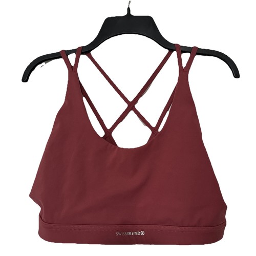 SWISSBRAND Sports Bra Pink Red Salmon Athletic Strappy Sports Bra L XL Lined
