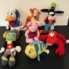 Lot Of 7 Disney Plush Bean Bag, Vintage Donald Goofy Tigger Piglet Flounder