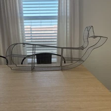 Whale shaped wire wall mount shelf five compartments 29" long beachy ocean kids