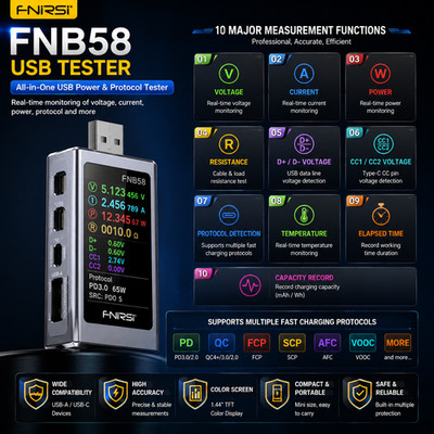 FNIRSI FNB58 USB Fast Charge Tester   USB Power Meter & Charging Protocol Analyz