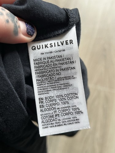Quiksilver T Shirt Medium Doing Fine Since '69 T-Shirt Tee Top Black Neon Print - Picture 8 of 10