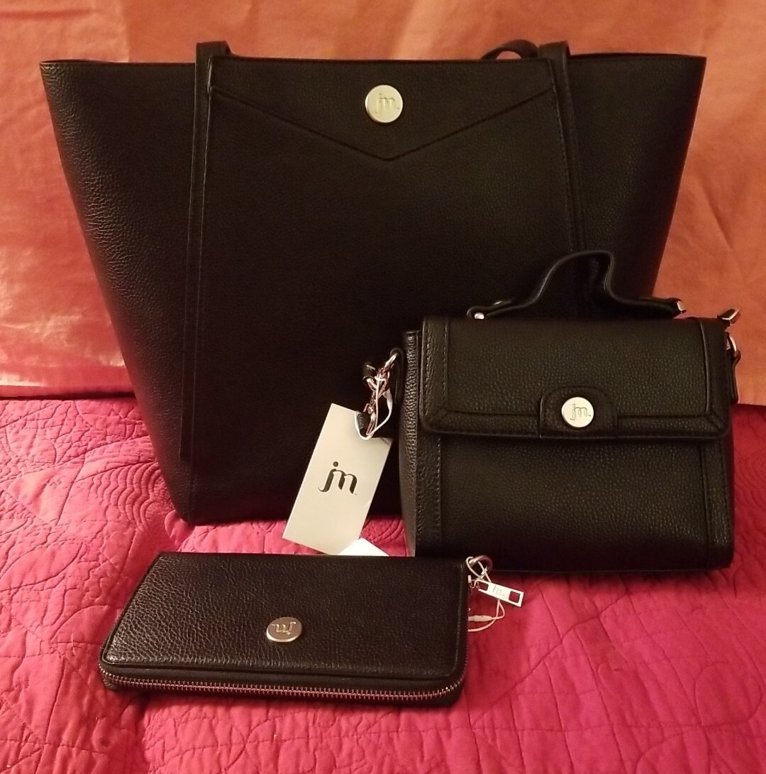 JESSICA MOORE 3 PC Set Essential Tote Bag, Purse & Zip Around 