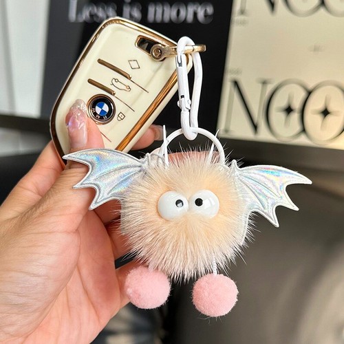 Cute Real Mink Fur Monster Keychain Kid Toys Gift Bag Charm Car Phone Pendant - Picture 3 of 10
