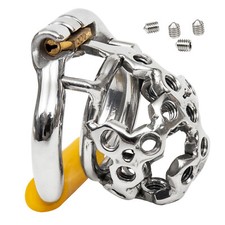 Stainless Steel Male Chastity Device Men Metal Cage Lock Belt with Screws CC148