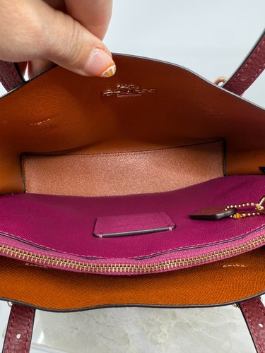 Coach Womens Mollie Tote 25 Burgundy Red Leather Handbag C4084 8"x10" Crossbody - Picture 8 of 15