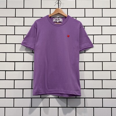 希少 COMME des GARCONS SHIRTS Purple COMME DES GARCONS CDG PLAY SMALL RED HEART TEE PURPLE AZ