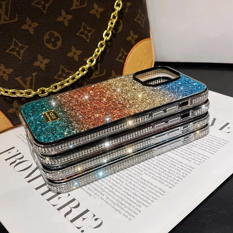 Funda de lujo con diamantes degradados brillantes para iPhone 15 Pro Max 14 13 12 11 X 6 7 8 Foto 4 de 4
