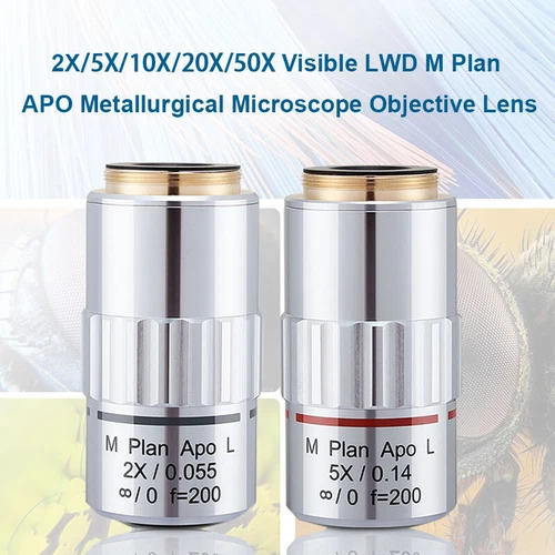 Obiettivo microscopio metallurgico M26 95 mm visibile LWD M Plan APO 2X-50X - Foto 3 di 30