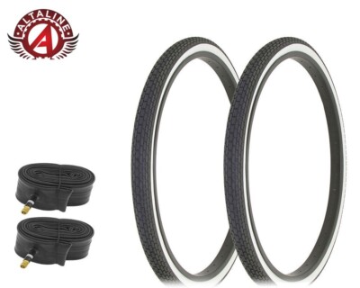 ALTA BICYCLE WIRE BEAD TIRES 24 x 1-3/4 S7 SCHWINN CLASSIC MINI BRICK W/TUBES.