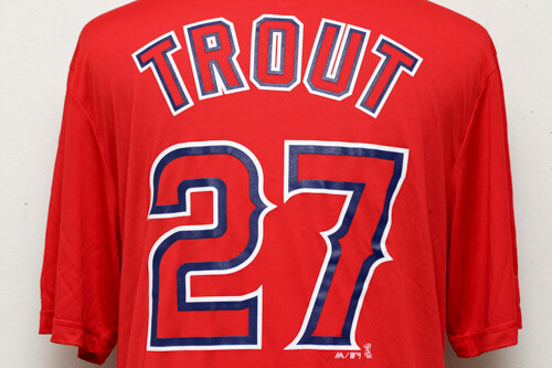 Majestic Cool Base Mike Trout #27 MLB Los Angeles Angels Name Number Tee Shirt - Bild 11 von 12