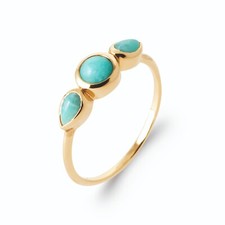 18K Gold Plated Ring - Set With 3 Natural Amazonite Gemstones