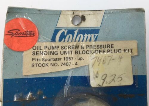 NOS Colony 7407-4 Oil Pump Screw & Pressure Sending Unit Block-Off Plug Kit - Foto 2 di 6