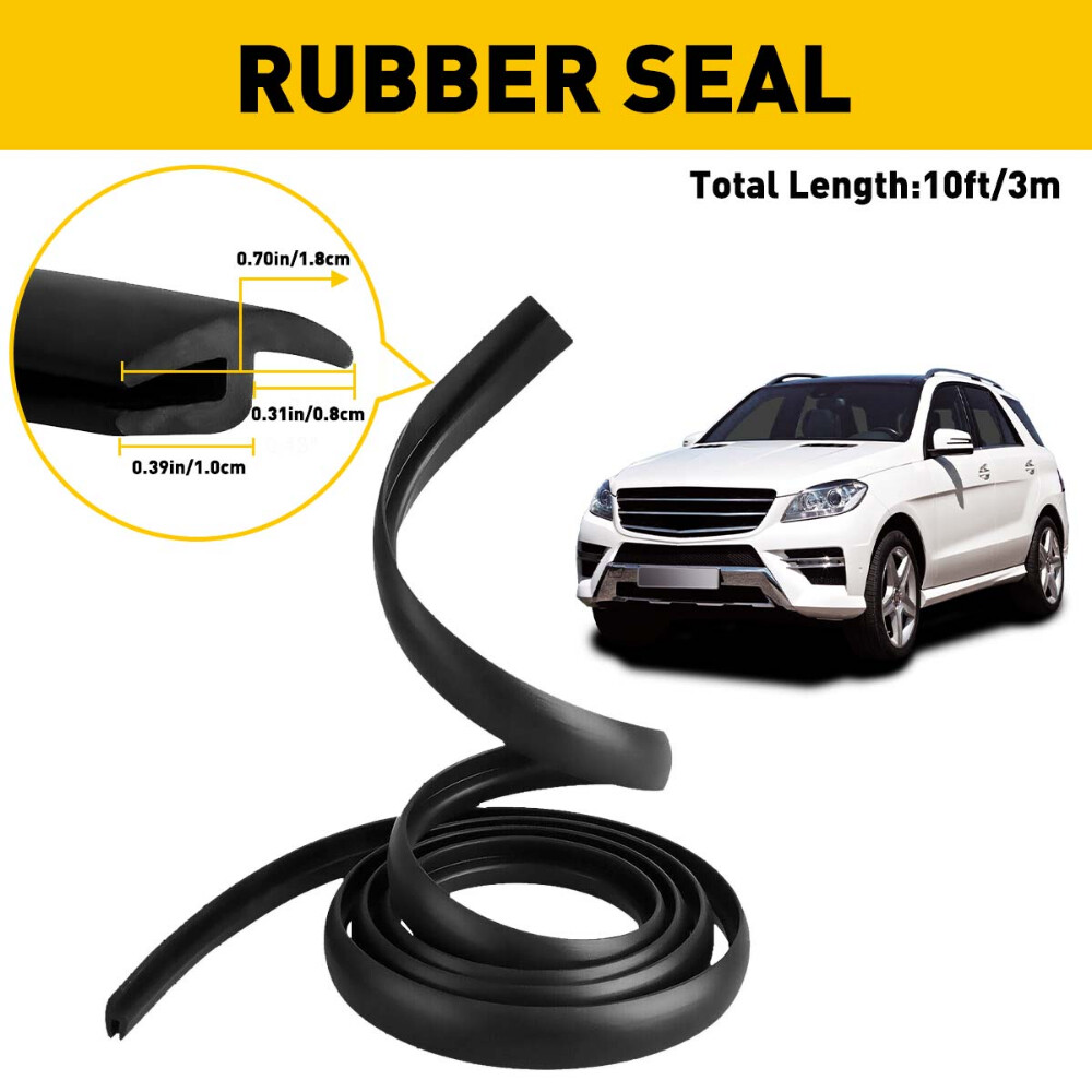 Rubber Seal Edge Trim for Car Door Window Anti-Noise Weather Strip Black