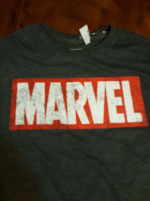  Marvel  Classic Distressed Logo Graphic T Shirt Size S Gray 