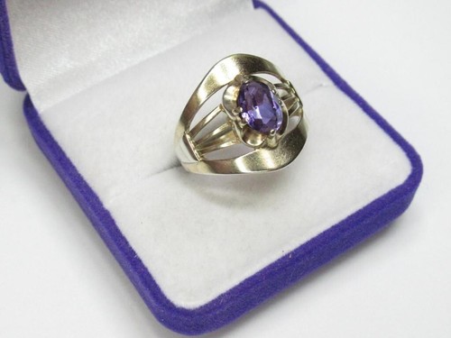 Vintage sowjetischer Silber 875 Ring Stein Saphir, Damenschmuck Größe 8,5 - Bild 2 von 7