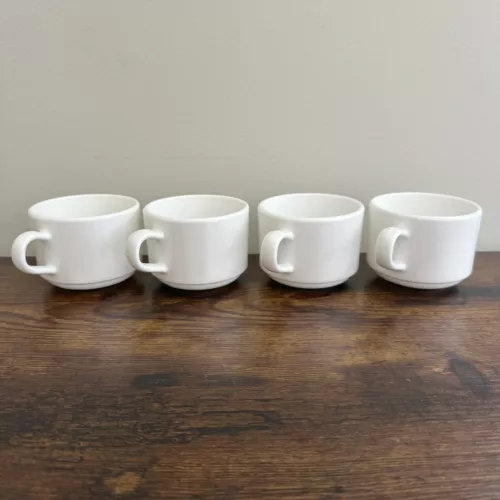 Vintage Pyrex Corning Ware Corelle All White Tea Coffee Cups Set Of 4 USA