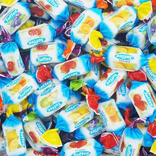 Mixed Fruit Soft Toffees Chews Italian Pick & Mix Sweets Liking Gift Pouch 500g - Picture 1 of 2