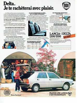 ADVERTISEMENT ADVERTISING 0217 1981 la Lancia Delta 1300 1500 network thistle