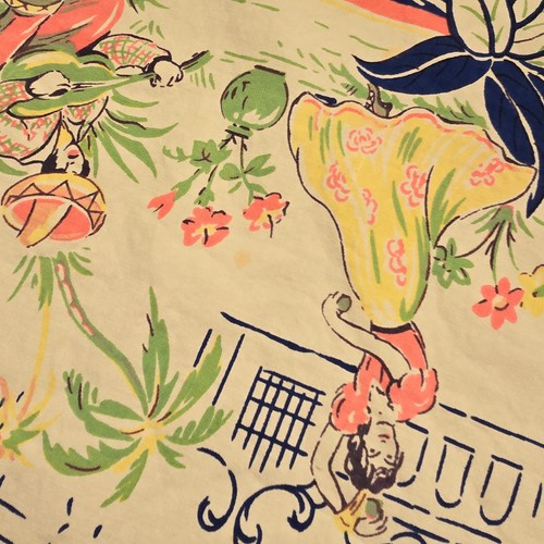 Vintage Tablecloth 50s Retro Kitsch Fiesta Mid Century Decor Table Linen 45x51 - Picture 12 of 18