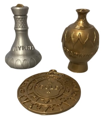 GOLD WEIHRAUCH & MYRRHE WEISE MÄNNER KRIPPE SET PROP WEIHNACHTSSCHMUCK KUGEL