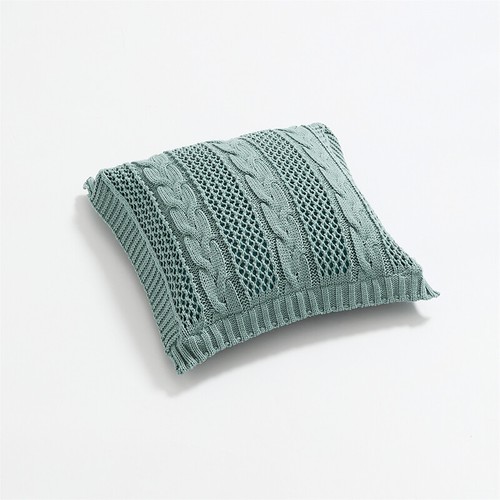 Funda de cojín cuadrada de punto grueso de color liso para sofá de dormitorio funda de almohada decoración - Imagen 24 de 37