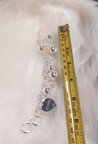 Chico's Silvertone Heart Charm Chain Bracelet - Picture 2 of 5