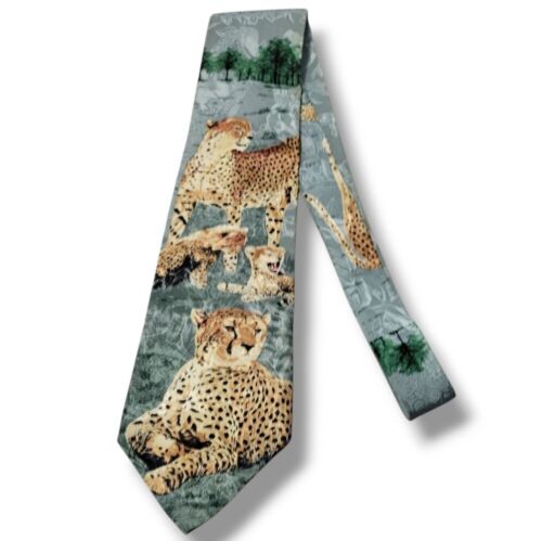 Vintage Necktie Endangered Species Necktie Vintage Tie Cheetah Cheetahs Silk Tie