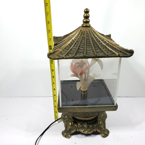 Vintage Fiber Optic Color Changing Flowers Rotating Lamp Pagoda Taiwan - READ - Picture 9 of 9