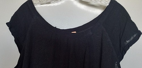 Free People linen blend black cap sleeve tunic Size Small - Picture 3 of 9