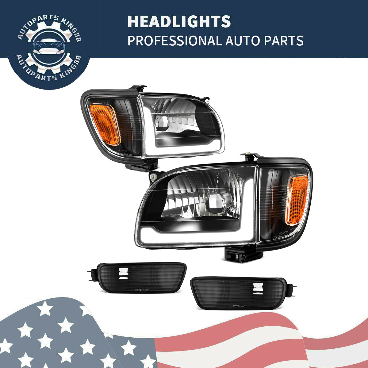 6PCS LED Projector DRL Sequential Headlights For 2001-2004 Toyota