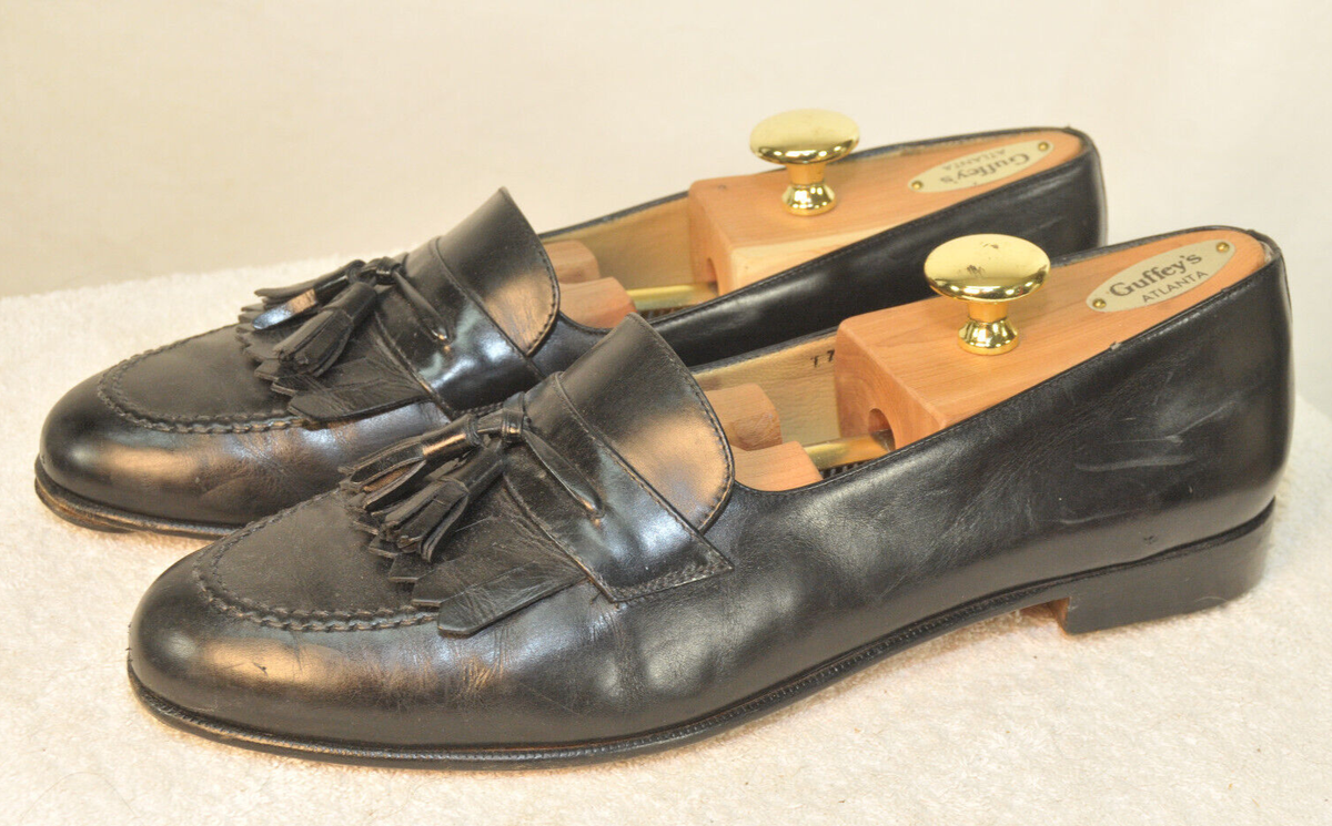 Salvatore Ferragamo Studio Black Kiltie Tassels Size 9D Men Shoes Loafers Busine Vintage Salvatore Ferragamo Tassel Loafers // Black Leather  main image 2
