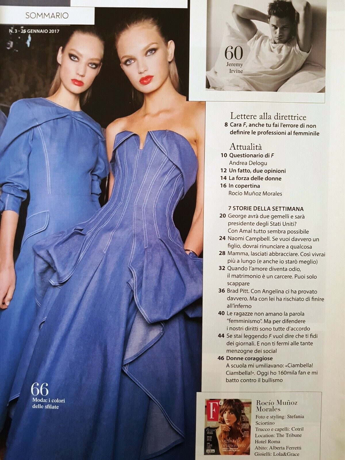 75 F FASHION MAGAZINE 3 2017 MUNOZ MORALES BOVA CLOONEY BRAD PITT NAOMI CAMPBELL - Photo 2 sur 12